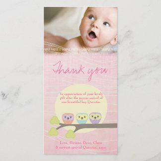 Tarjeta de agradecimiento de foto de bebés rosados