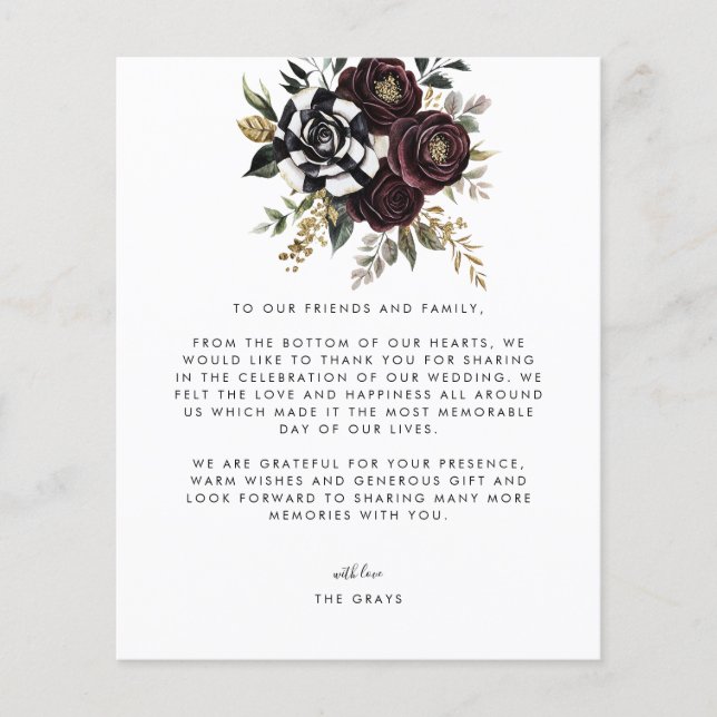 Tarjeta de agradecimiento de foto de boda (Anverso)