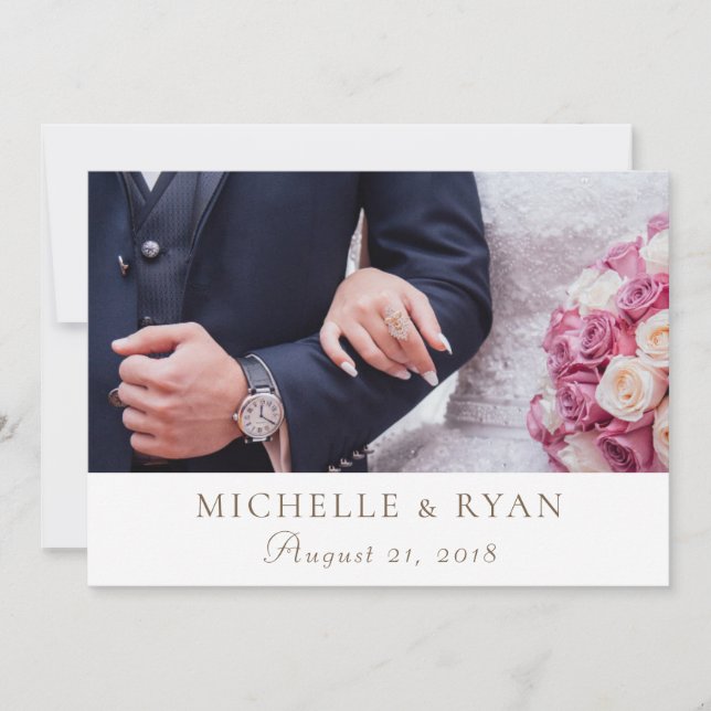 Tarjeta de agradecimiento de foto de boda (Anverso)