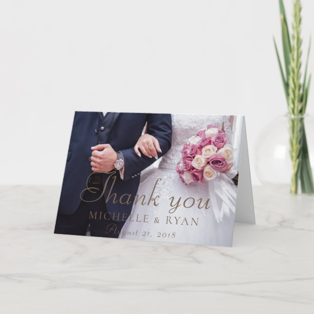 Tarjeta de agradecimiento de foto de boda (Anverso)