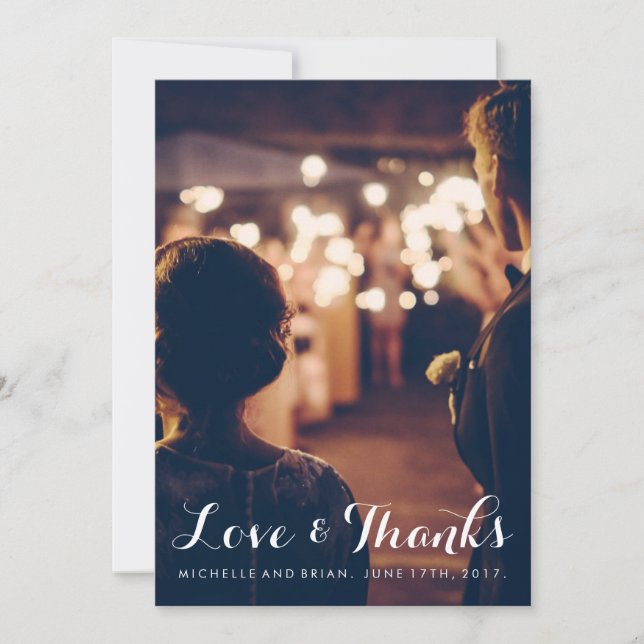 Tarjeta de agradecimiento de foto de boda Amor y G (Anverso)