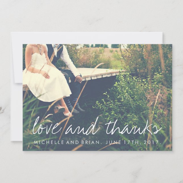 Tarjeta de agradecimiento de foto de boda Amor y G (Anverso)