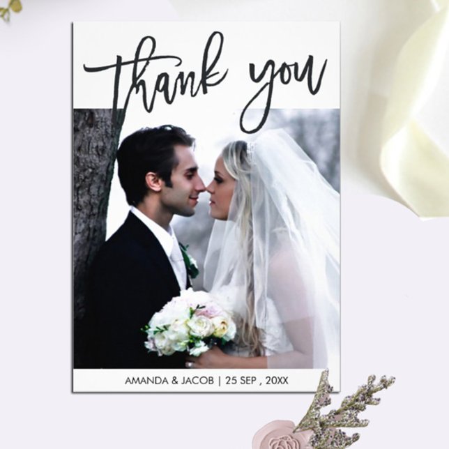 Tarjeta de agradecimiento de foto de Boda cepillad (Subido por el creador)