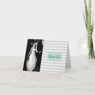 Tarjeta de agradecimiento de foto de boda Chevron 