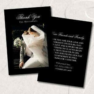 Tarjeta de agradecimiento de foto de boda clásica 