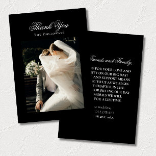 Tarjeta de agradecimiento de foto de boda clásica