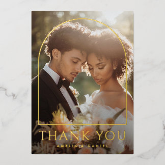 Tarjeta de agradecimiento de foto de boda clásica