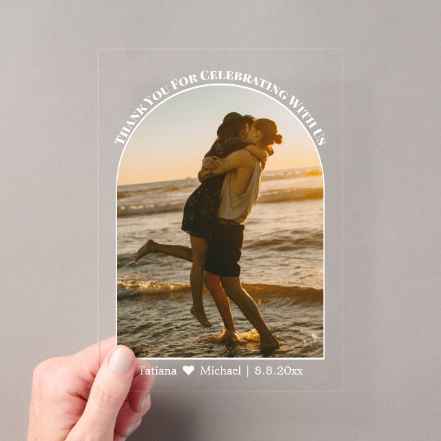 tarjeta de agradecimiento de foto de boda con arco (Insitu (portátil))