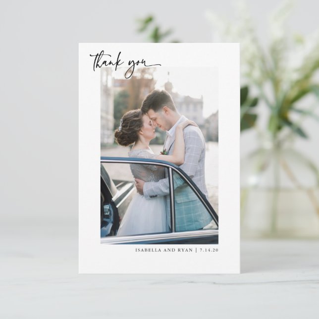 Tarjeta de agradecimiento de foto de boda con cali (Anverso de pie)
