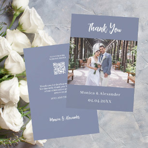 Tarjeta de agradecimiento de foto de boda con códi