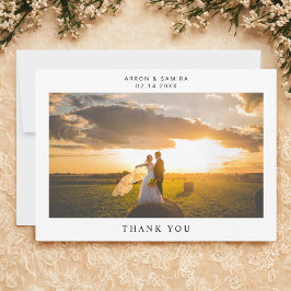 Tarjeta de agradecimiento de foto de boda con pais