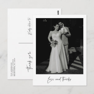Tarjeta de agradecimiento de foto de boda de amor 