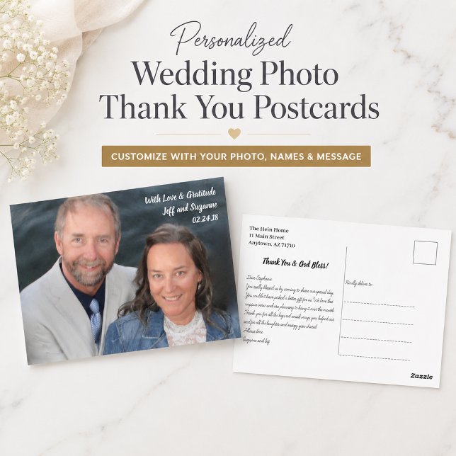 Tarjeta de agradecimiento de foto de boda de amor  (Subido por el creador)