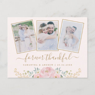 Tarjeta de agradecimiento de foto de boda de colaj
