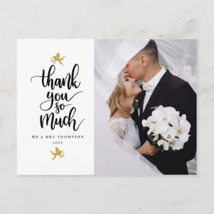 Tarjeta de agradecimiento de foto de boda de Cupid