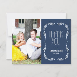 Tarjeta de agradecimiento de foto de boda de hojas