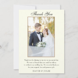 Tarjeta de agradecimiento de foto de boda de marfi