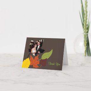 Tarjeta de agradecimiento de foto de boda de otoño