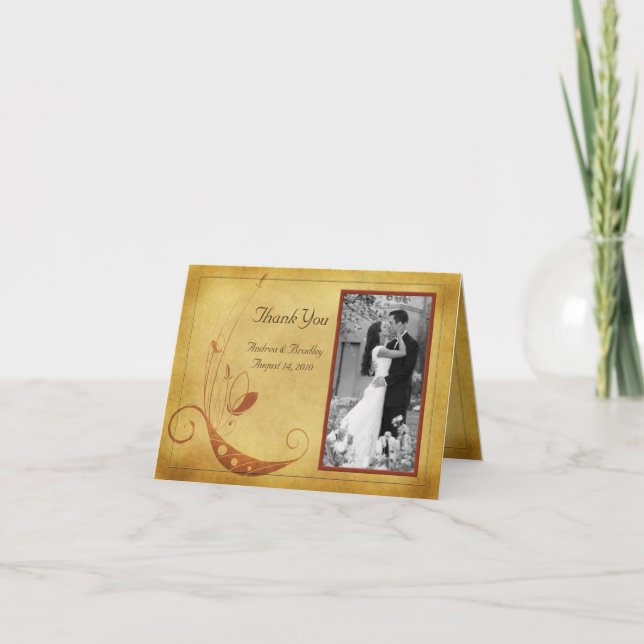 Tarjeta de agradecimiento de foto de boda de otoño (Anverso)