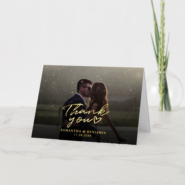 Tarjeta de agradecimiento de foto de boda de parej (Anverso)