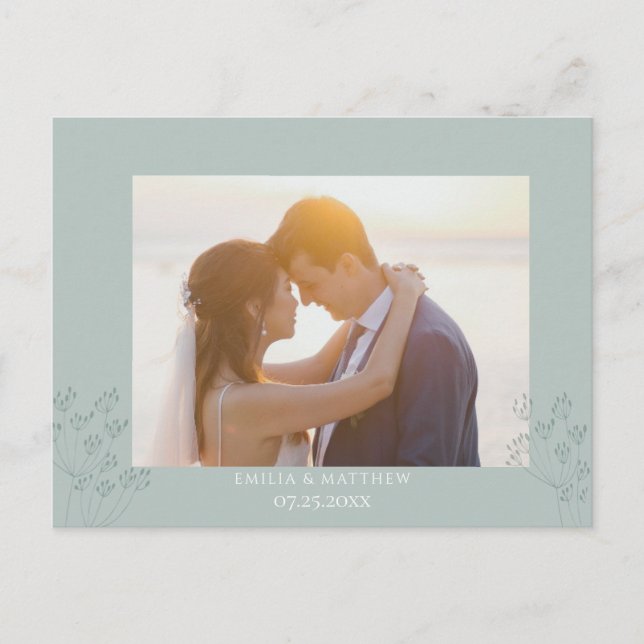 Tarjeta de agradecimiento de foto de boda de prima (Anverso)