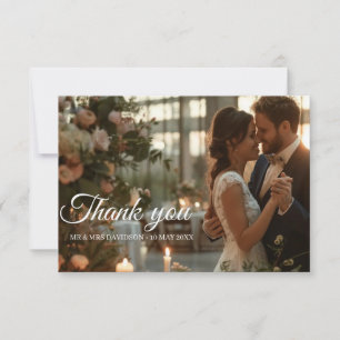 Tarjeta de agradecimiento de foto de boda de prime