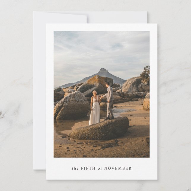Tarjeta de agradecimiento de foto de boda elegante (Anverso)