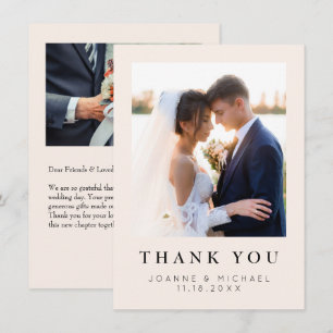 Tarjeta de agradecimiento de foto de boda elegante