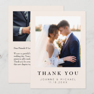 Tarjeta de agradecimiento de foto de boda elegante