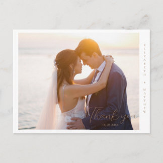 Tarjeta de agradecimiento de foto de boda elegante