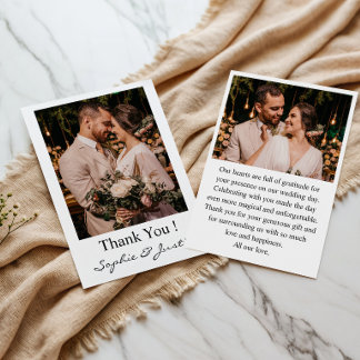 Tarjeta de agradecimiento de foto de boda elegante