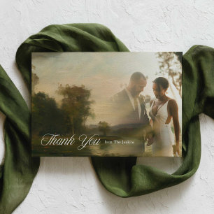 Tarjeta de agradecimiento de foto de boda elegante