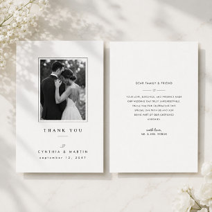 Tarjeta de agradecimiento de foto de boda elegante