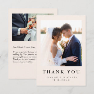 Tarjeta de agradecimiento de foto de boda elegante