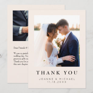 Tarjeta de agradecimiento de foto de boda elegante