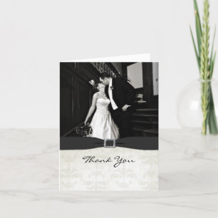 Tarjeta de agradecimiento de foto de boda en blanc