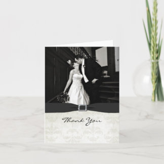 Tarjeta de agradecimiento de foto de boda en blanc