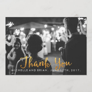 Tarjeta de agradecimiento de foto de boda en cursi