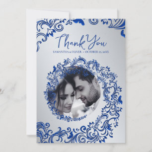 Tarjeta de agradecimiento de foto de boda en damas