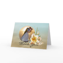 Tarjeta de agradecimiento de foto de boda en la pl