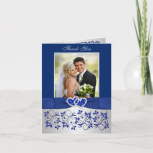 Tarjeta de agradecimiento de foto de boda floral a