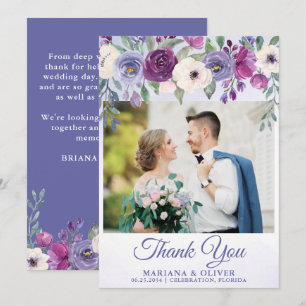 Tarjeta de agradecimiento de foto de boda Floral P