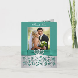 Tarjeta de agradecimiento de foto de boda floral p