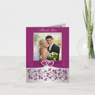 Tarjeta de agradecimiento de foto de boda floral p