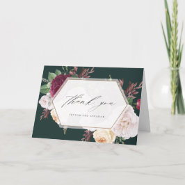 Tarjeta de agradecimiento de foto de boda floral v