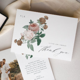 Tarjeta de agradecimiento de foto de boda floral v