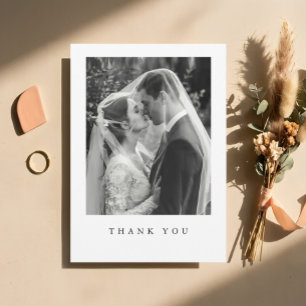 Tarjeta de agradecimiento de foto de boda formal e