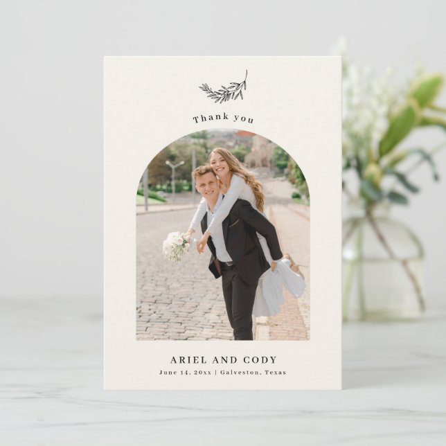 Tarjeta de agradecimiento de foto de boda Ivory |  (Anverso de pie)