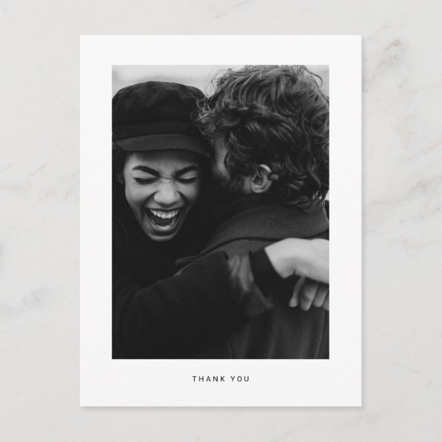 Tarjeta de agradecimiento de foto de boda minimali (Anverso)