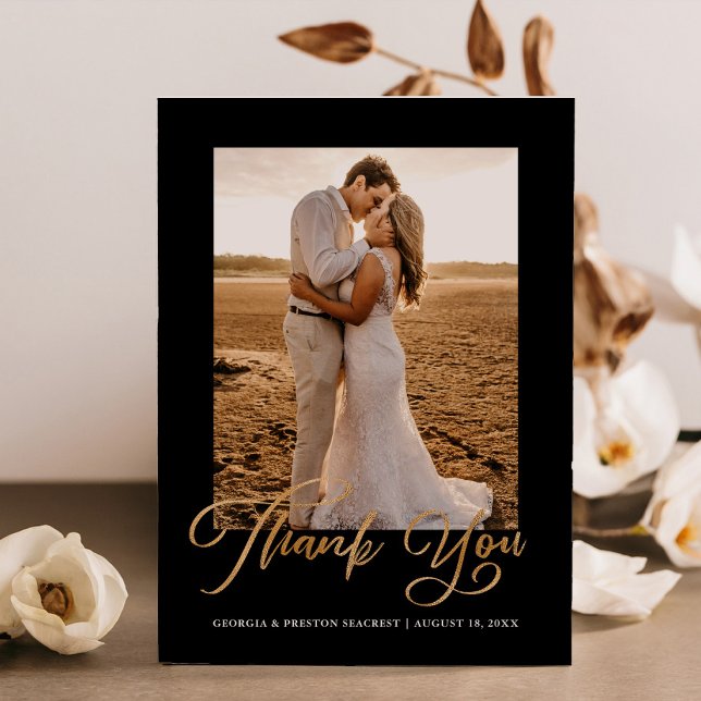 Tarjeta de agradecimiento de foto de boda minimali (Subido por el creador)